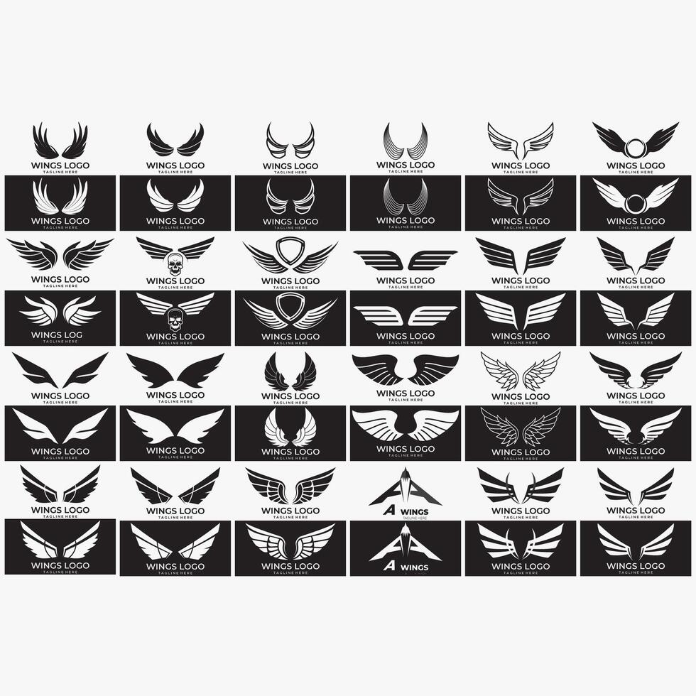 wings icon set vector