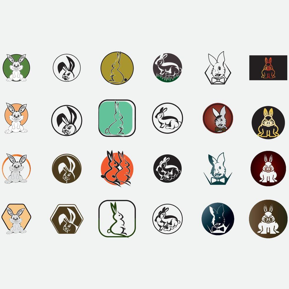 collection of rabbit logos vector