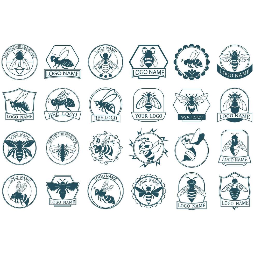 Icon set animal bee logo vector