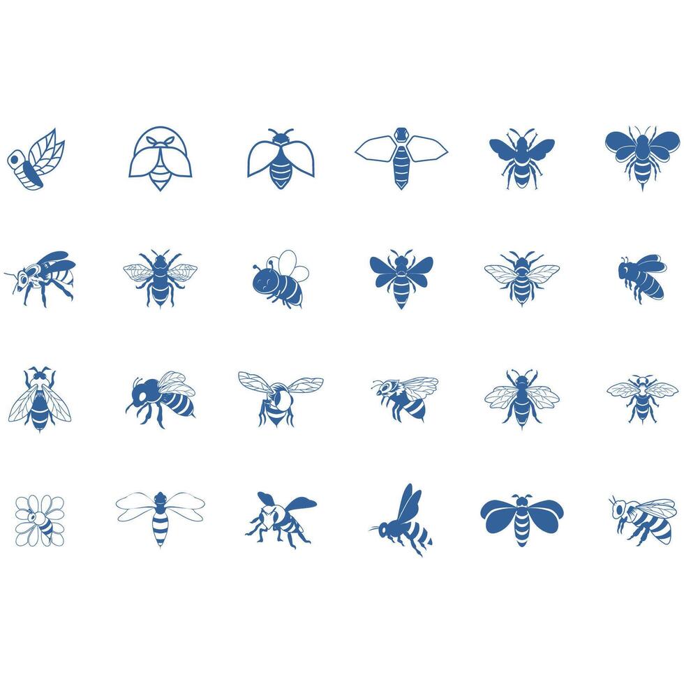 Icon set animal bee logo vector