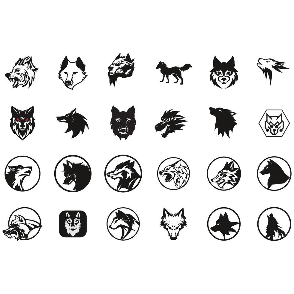 wolf icon set vector