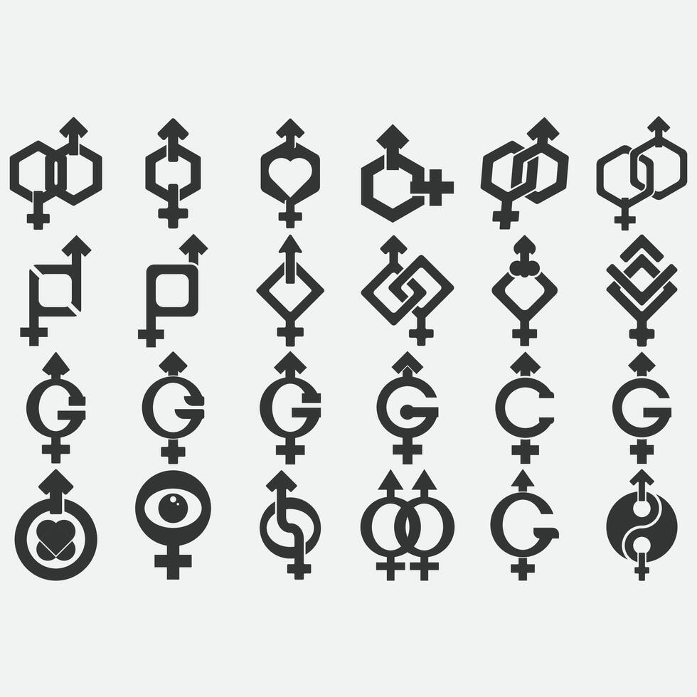 collection of gender logos vector