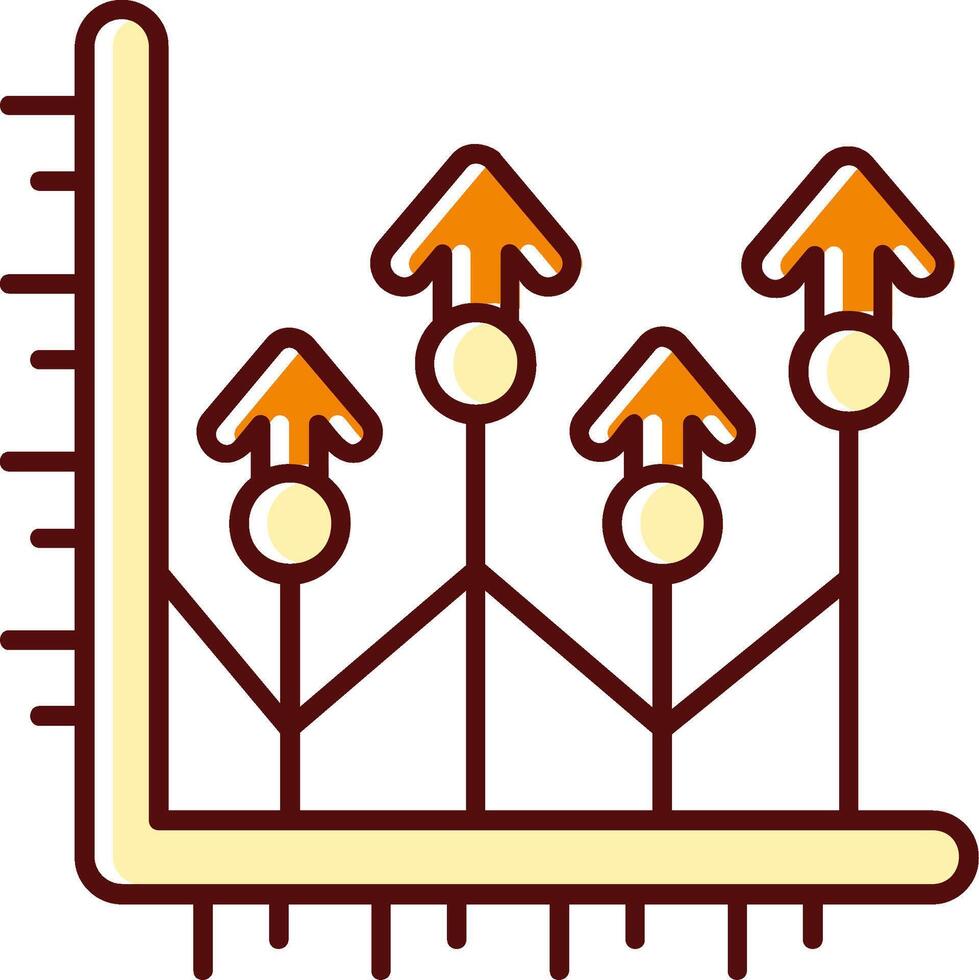 crecer arriba lleno resbaló retro icono vector