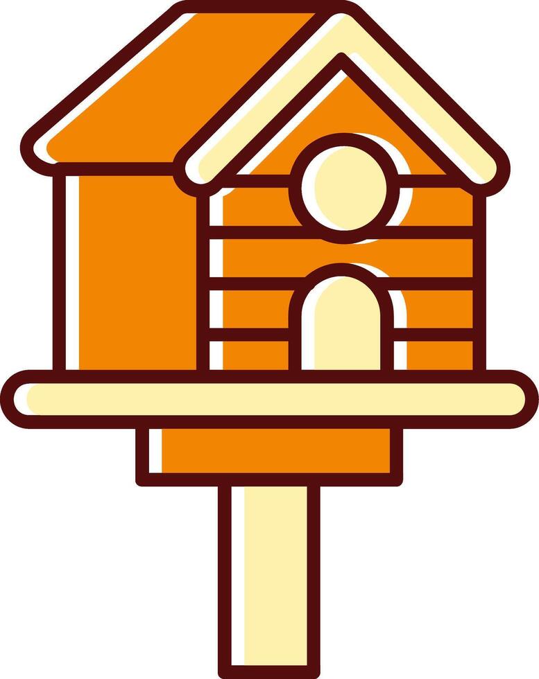 pájaro casa lleno resbaló retro icono vector