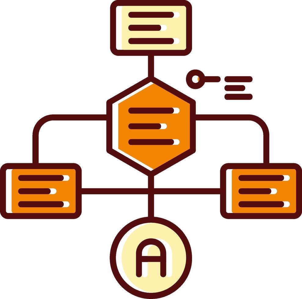 diagrama de flujo lleno resbaló retro icono vector