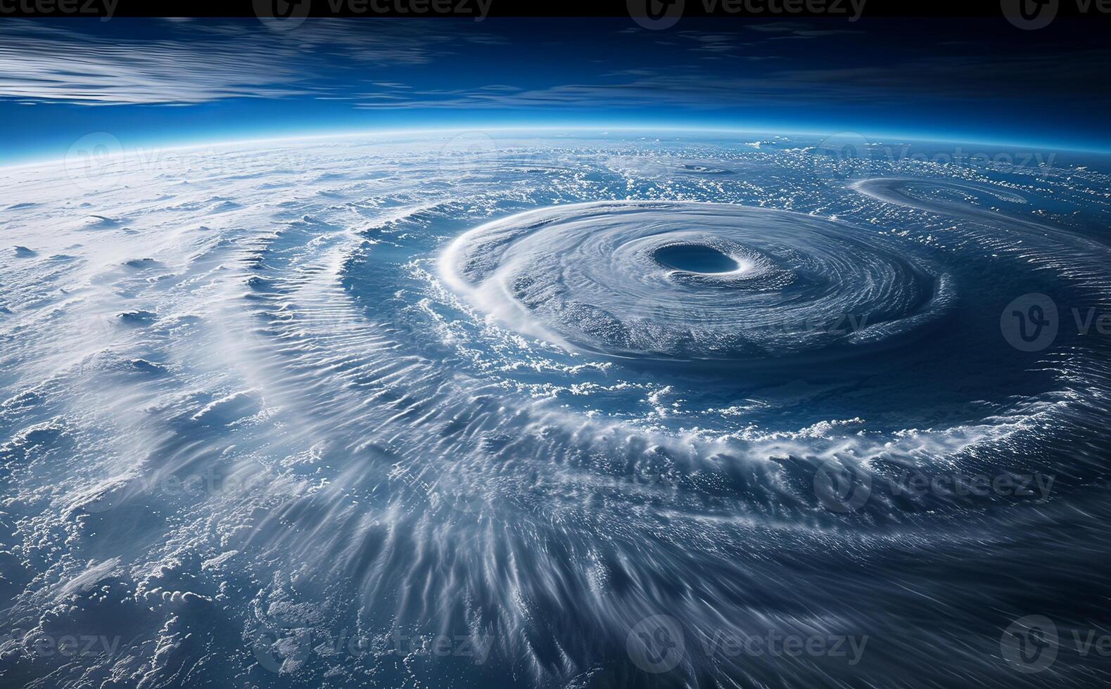 AI generated Tropical storms and hurricanes swirling in space, extreme weather events image photo