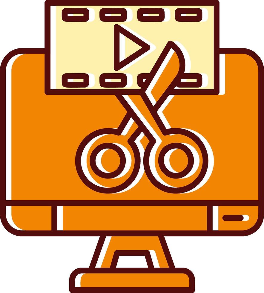 Video editor filled Sliped Retro Icon vector