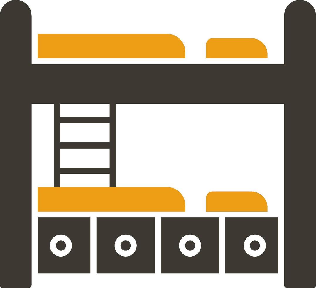 Bunk Bed Glyph Two Colour Icon vector