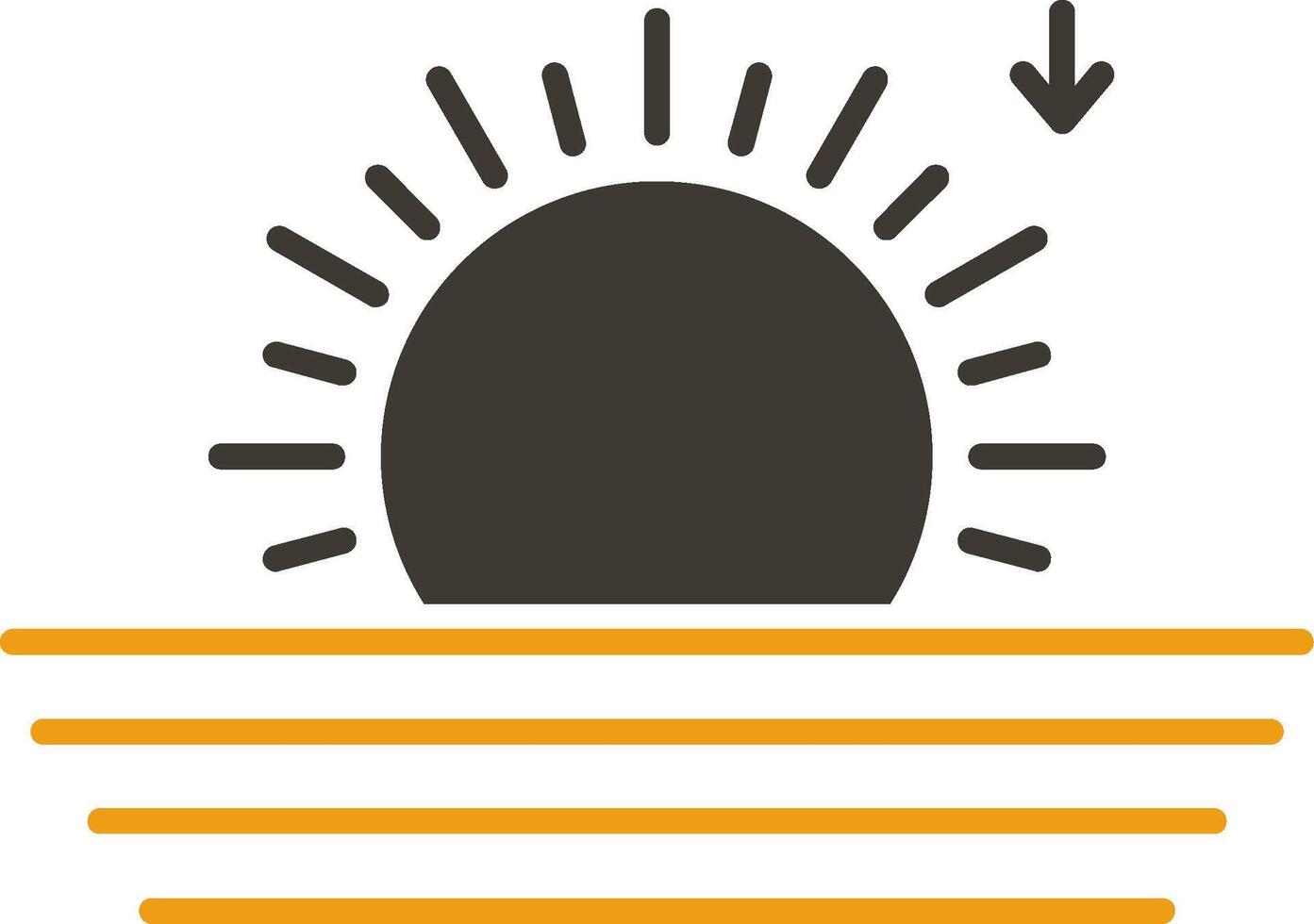 puesta de sol glifo dos color icono vector