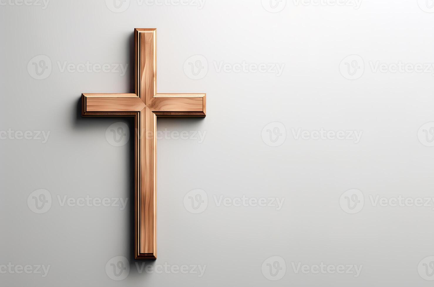 AI Generated Catholic Wooden Cross. super realistic. Palm Sunday And Easter Day Concept. Copy space. This photo was created using Playground AI