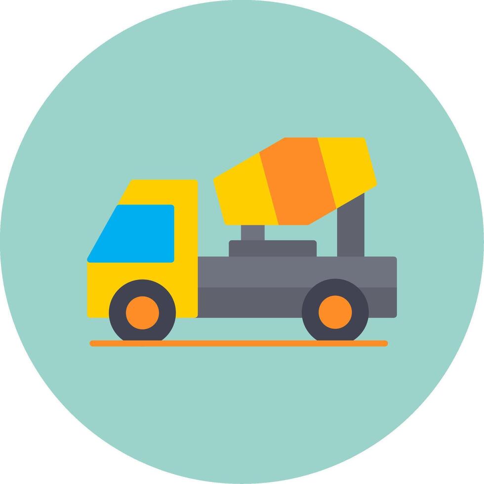 Concrete Mixer Flat Circle Icon vector