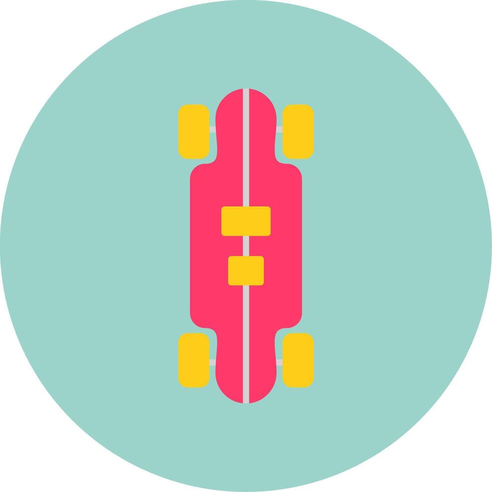 Longboard Flat Circle Icon vector