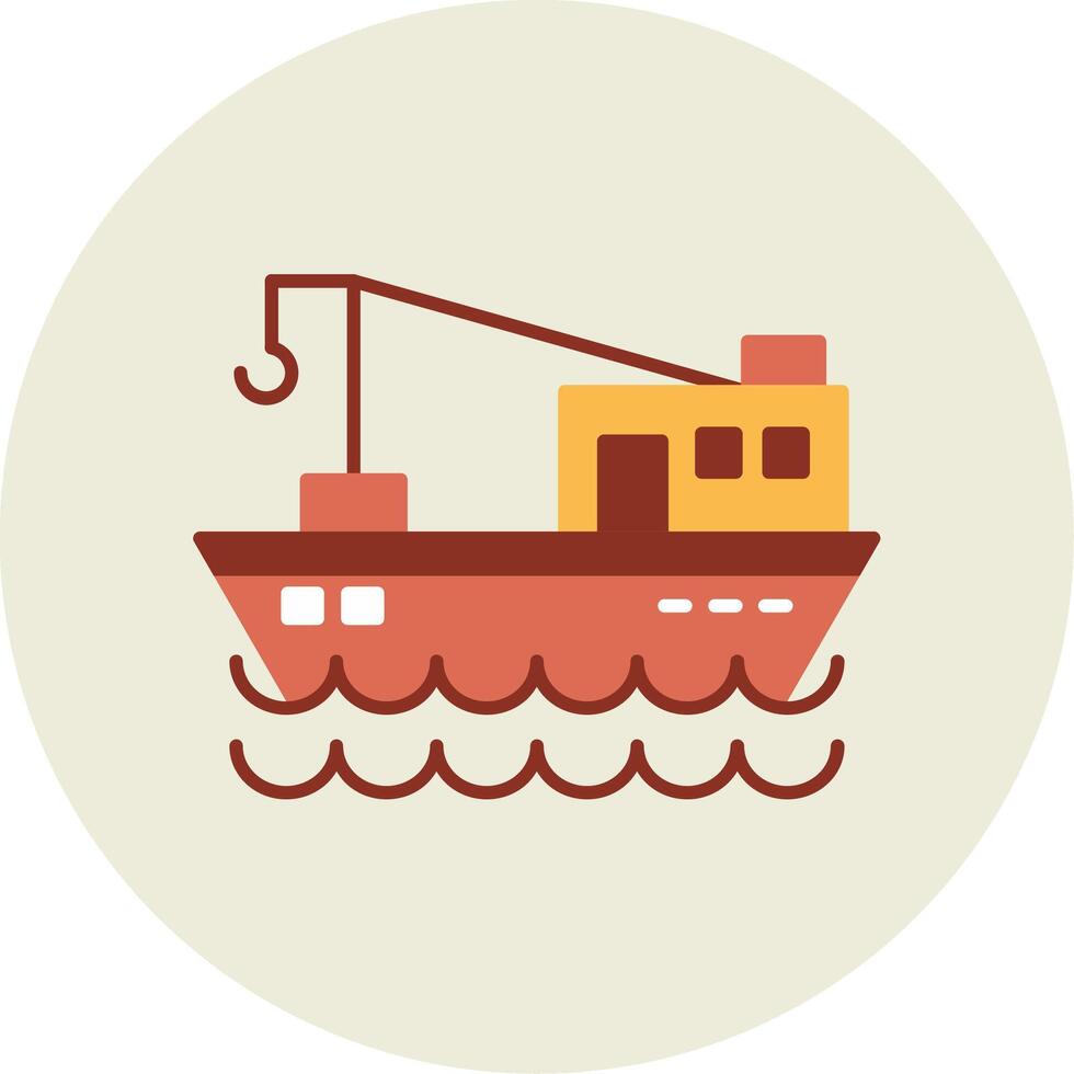 Fishing Boat Flat Circle Icon vector