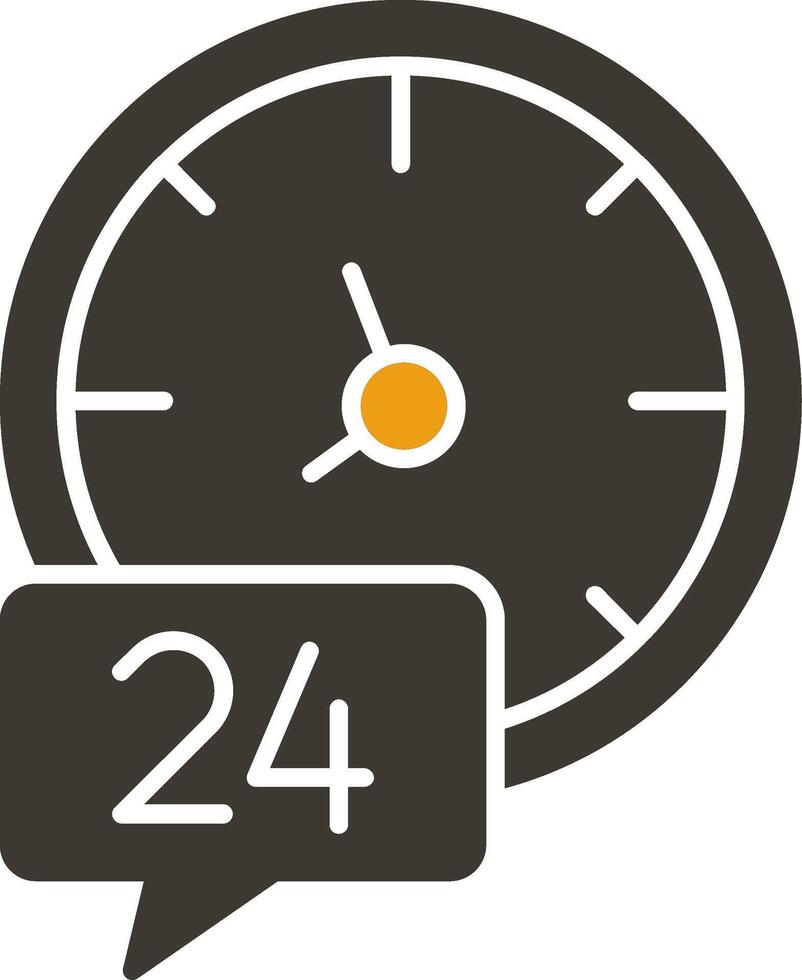 24 horas glifo dos color icono vector