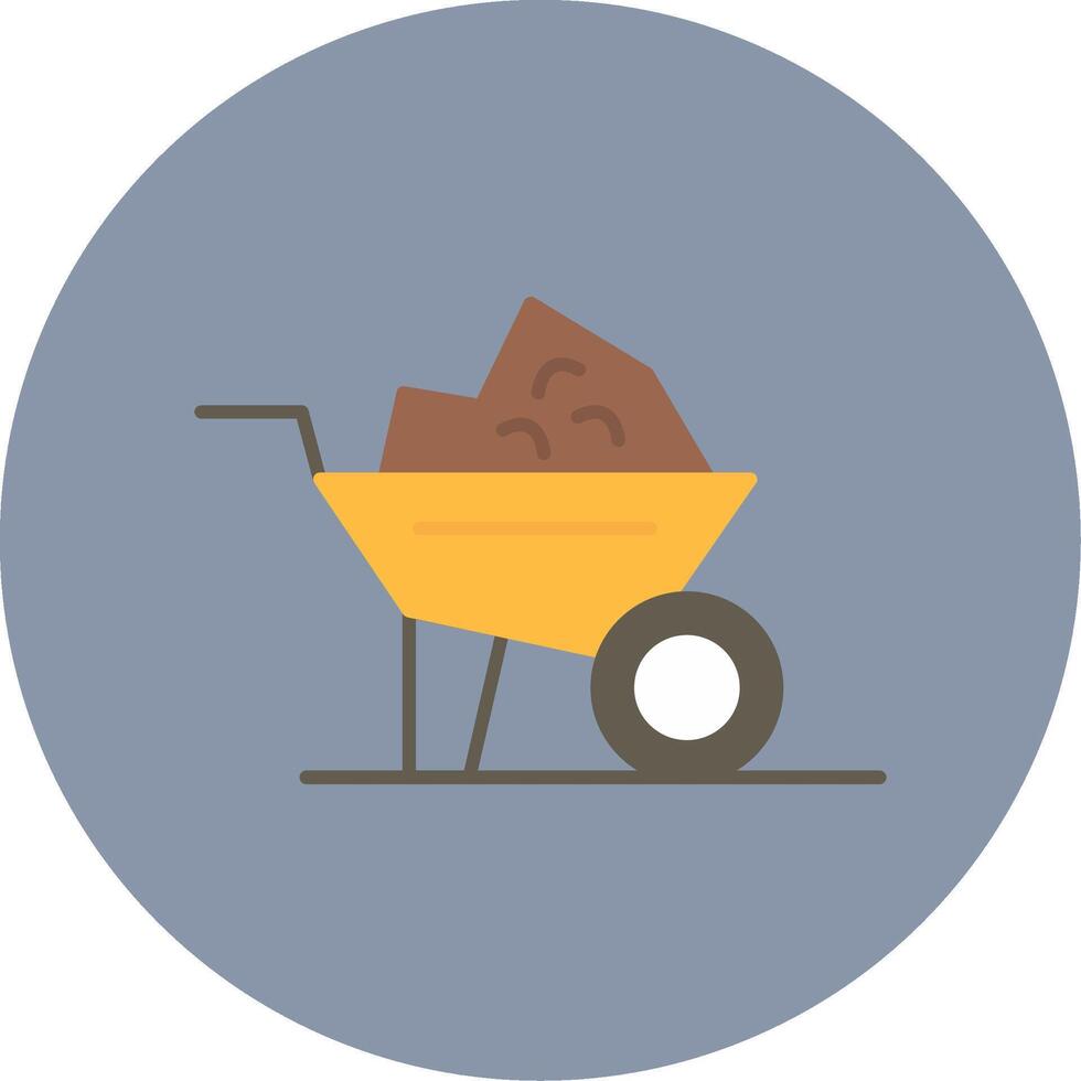 Wheelbarrow Flat Circle Icon vector