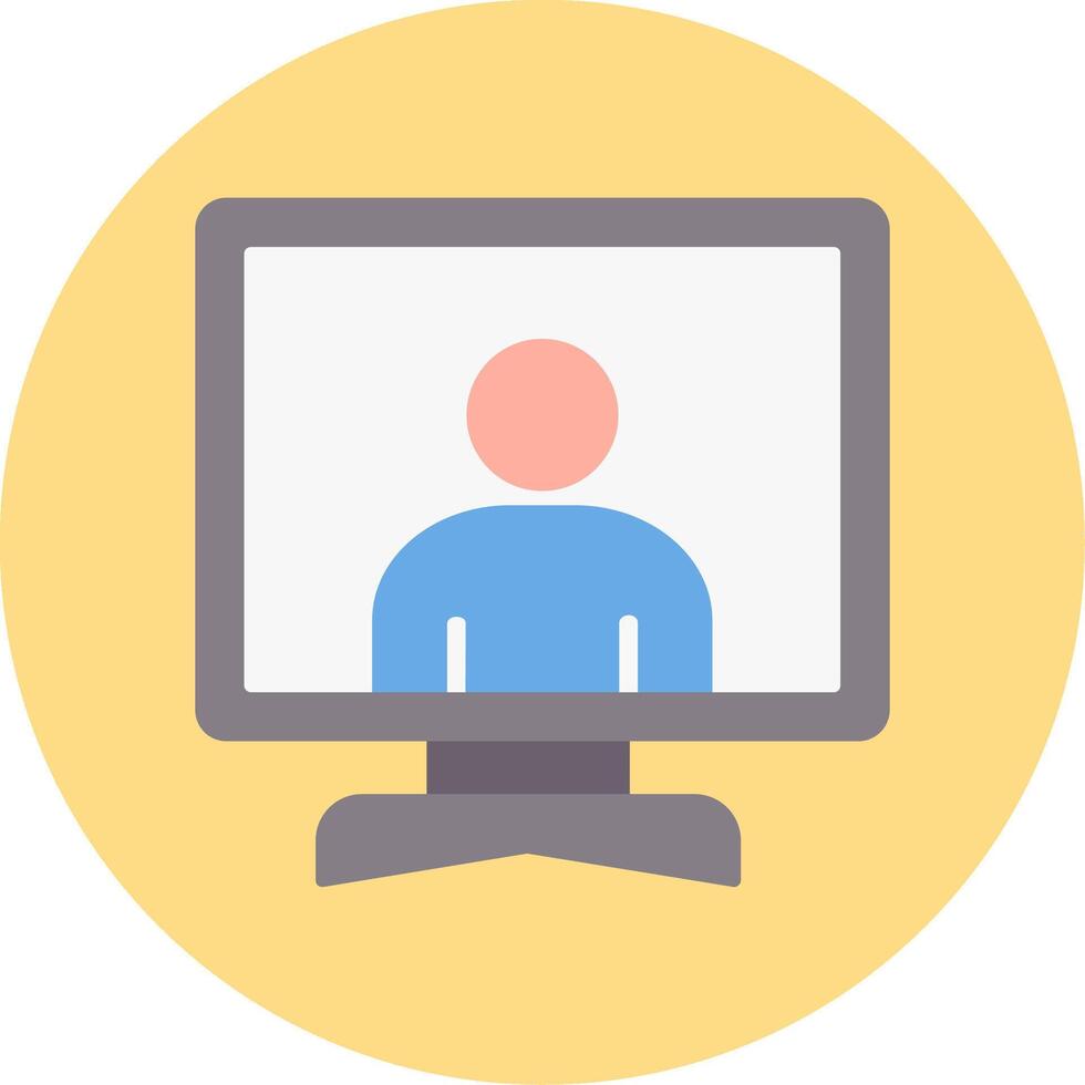 Online Meeting Flat Circle Icon vector