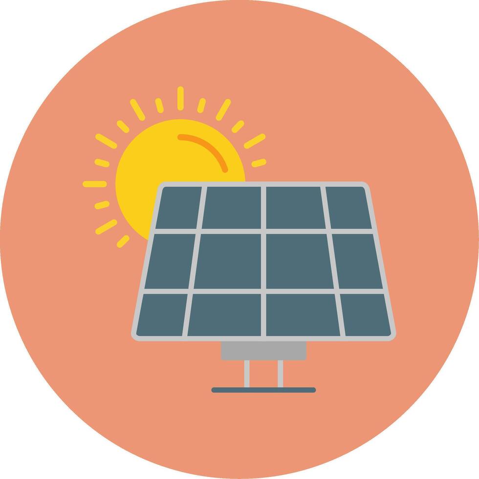 Solar Panel Flat Circle Icon vector