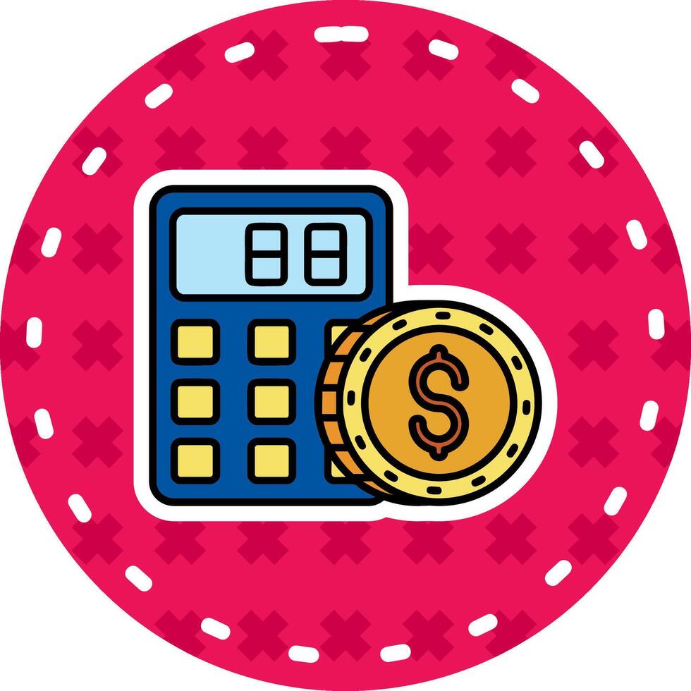 calculadora línea lleno pegatina icono vector