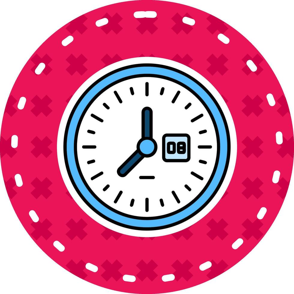 Clock Line Filled Sticker Icon vector