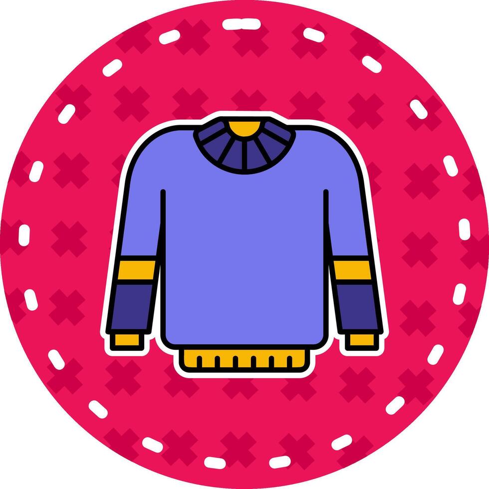 Sweater Line Filled Sticker Icon vector