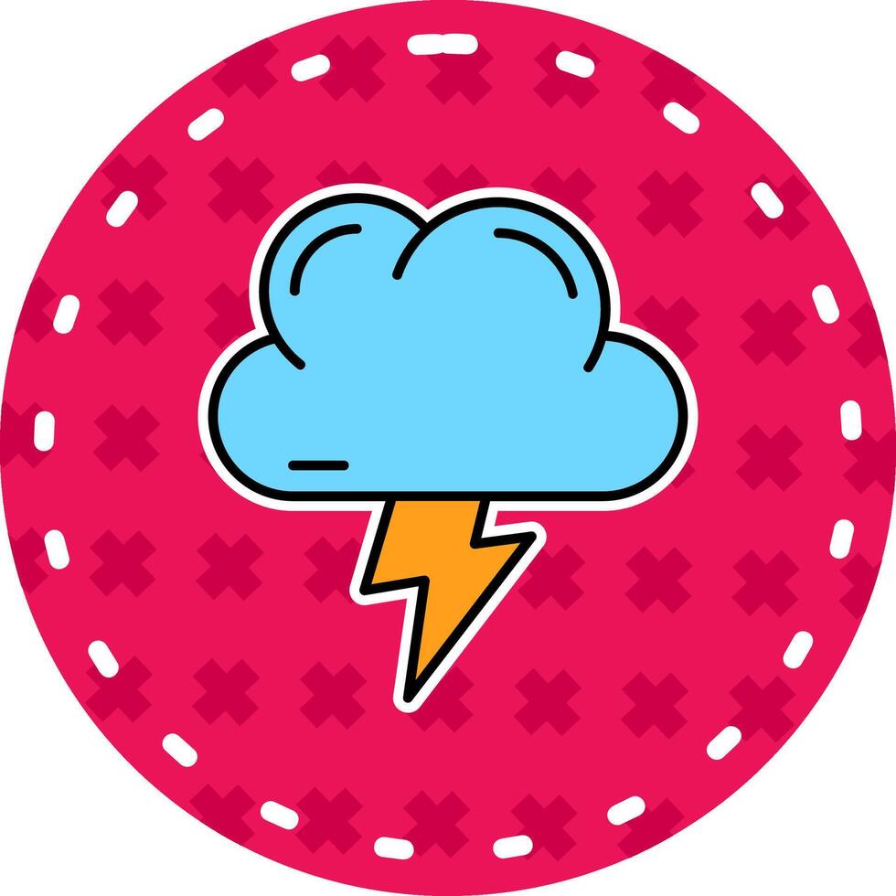 Lightning Line Filled Sticker Icon vector