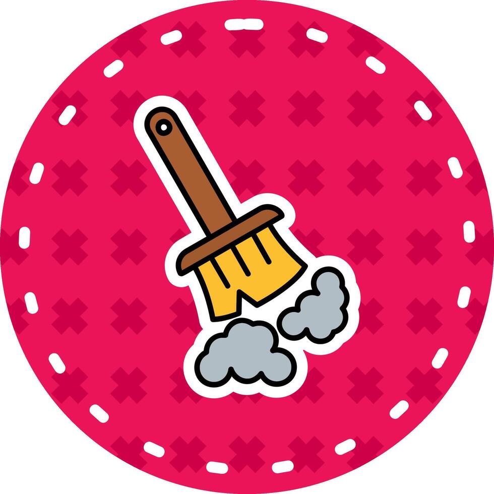 Broom Line Filled Sticker Icon vector