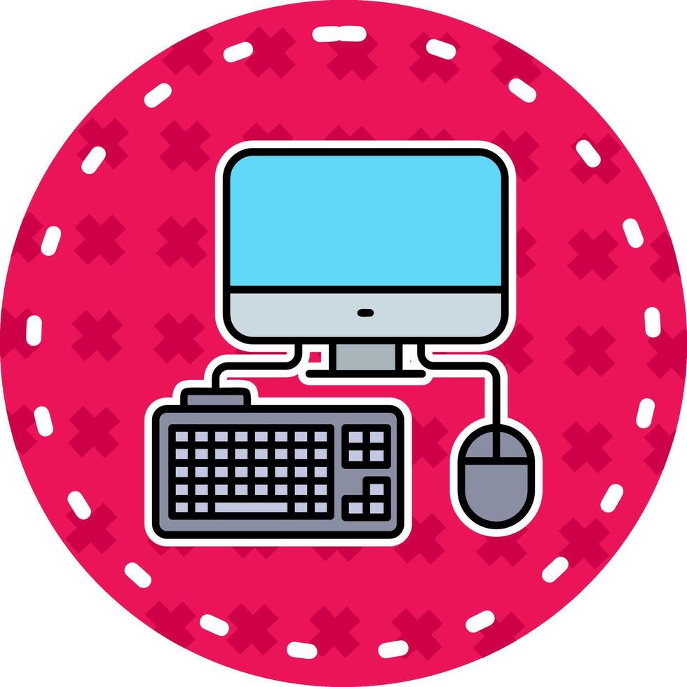 Computer Line Filled Sticker Icon vector