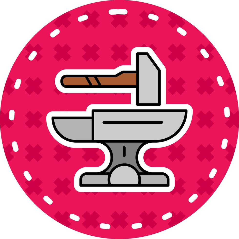 Hammer Line Filled Sticker Icon vector