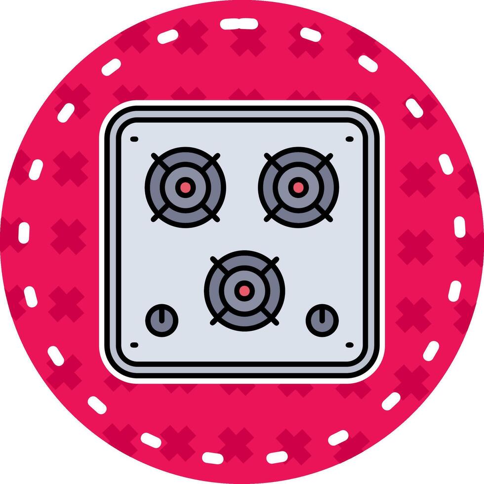 Stove Line Filled Sticker Icon vector