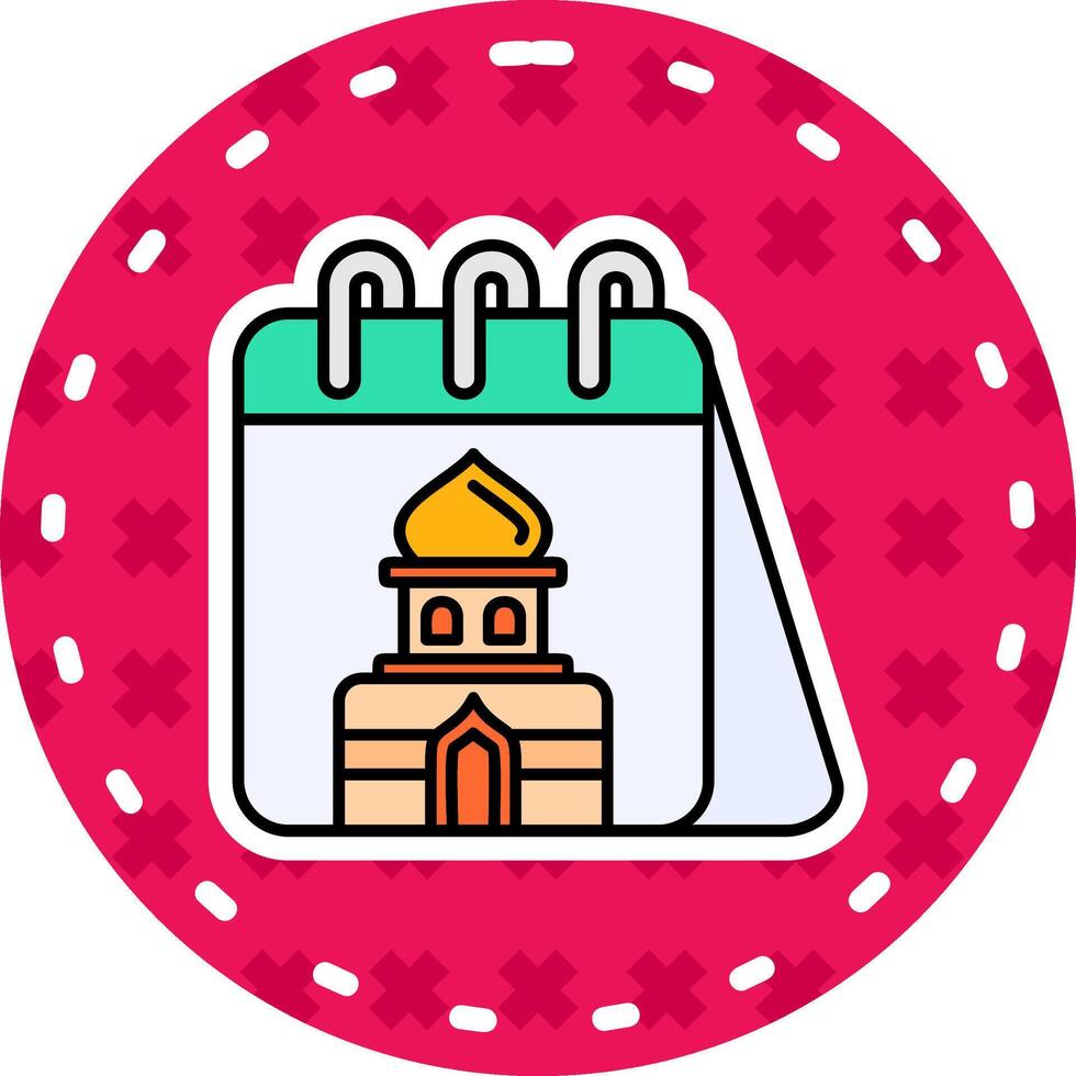 calendario línea lleno pegatina icono vector