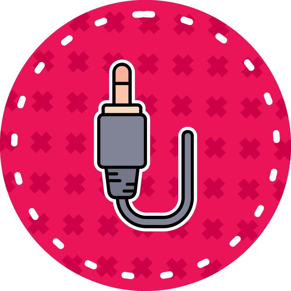 Audio cable Line Filled Sticker Icon vector