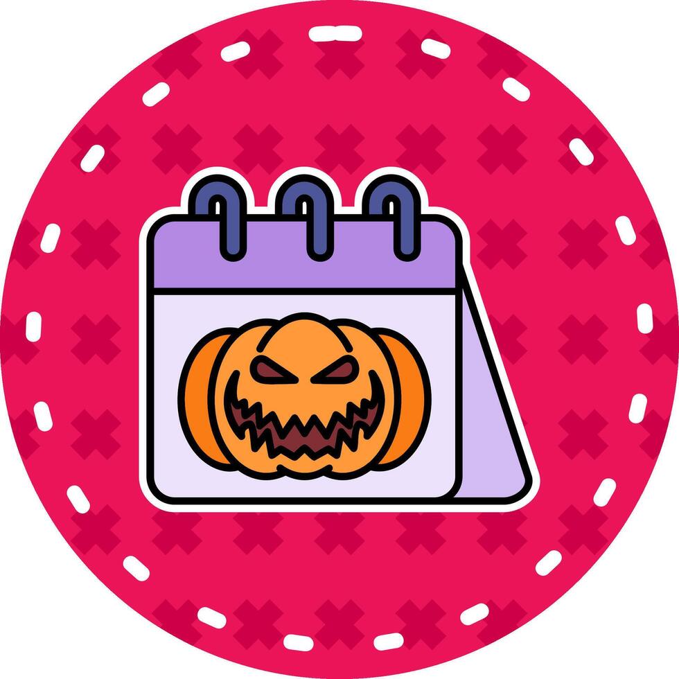 Halloween Line Filled Sticker Icon vector