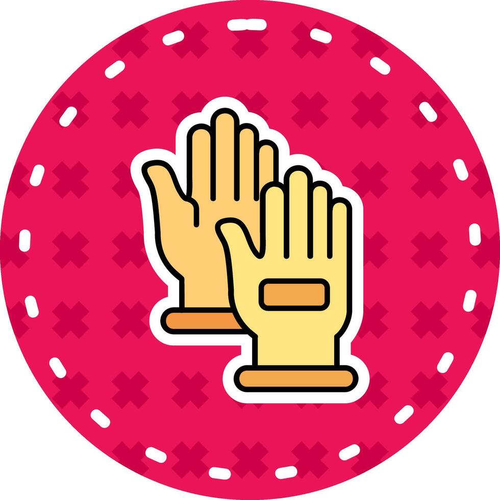 mano guantes línea lleno pegatina icono vector