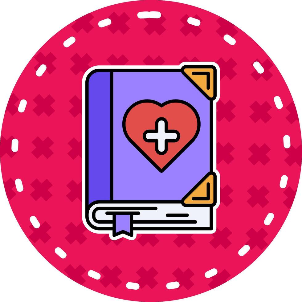 médico libro línea lleno pegatina icono vector