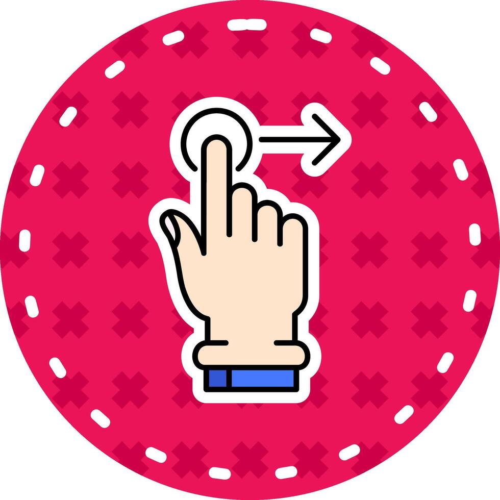 Tap and Move Right Line Filled Sticker Icon vector