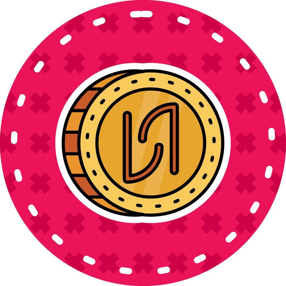 Shekel Line Filled Sticker Icon vector