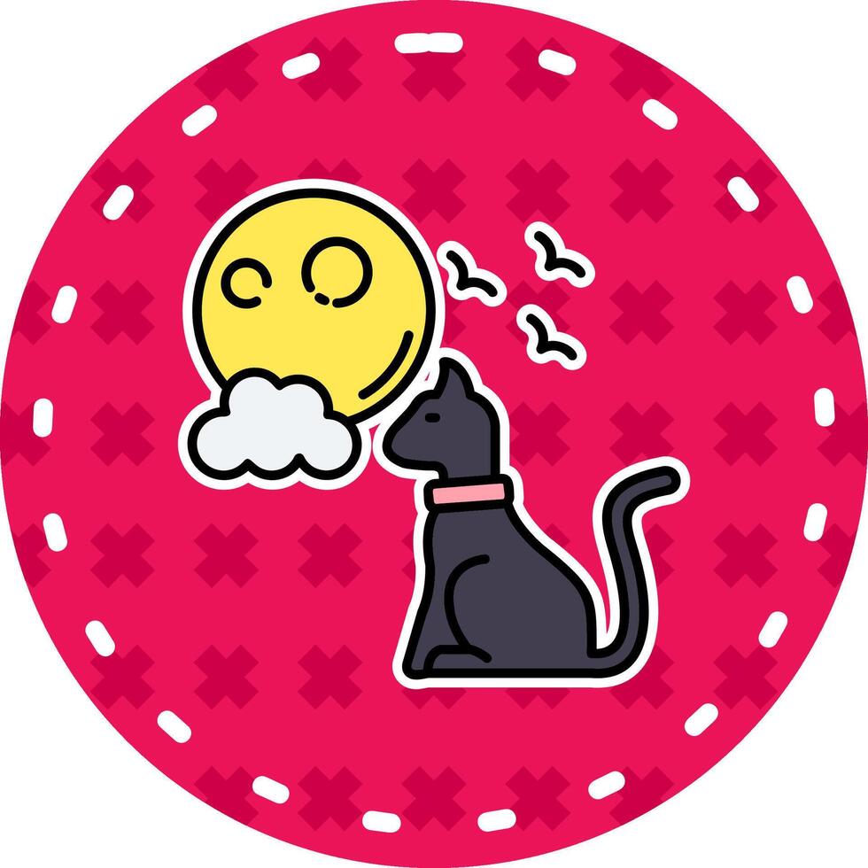 Black cat Line Filled Sticker Icon vector