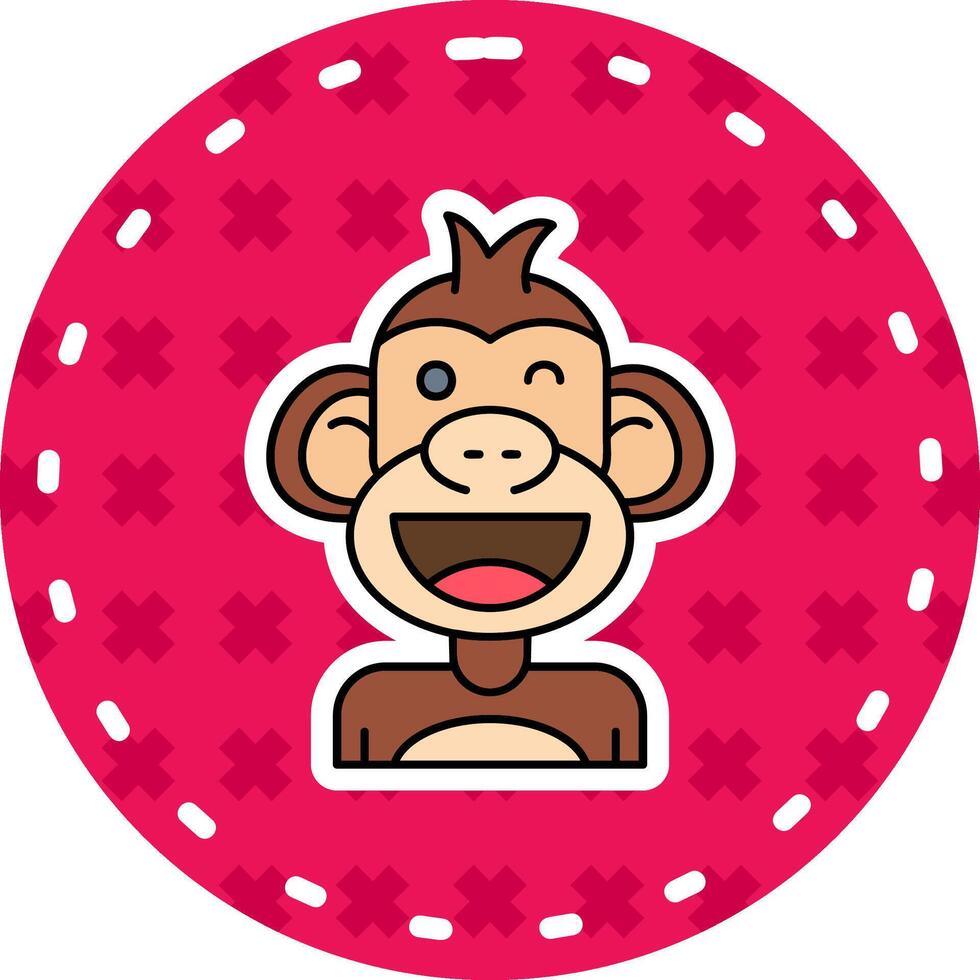 Wink Line Filled Sticker Icon vector