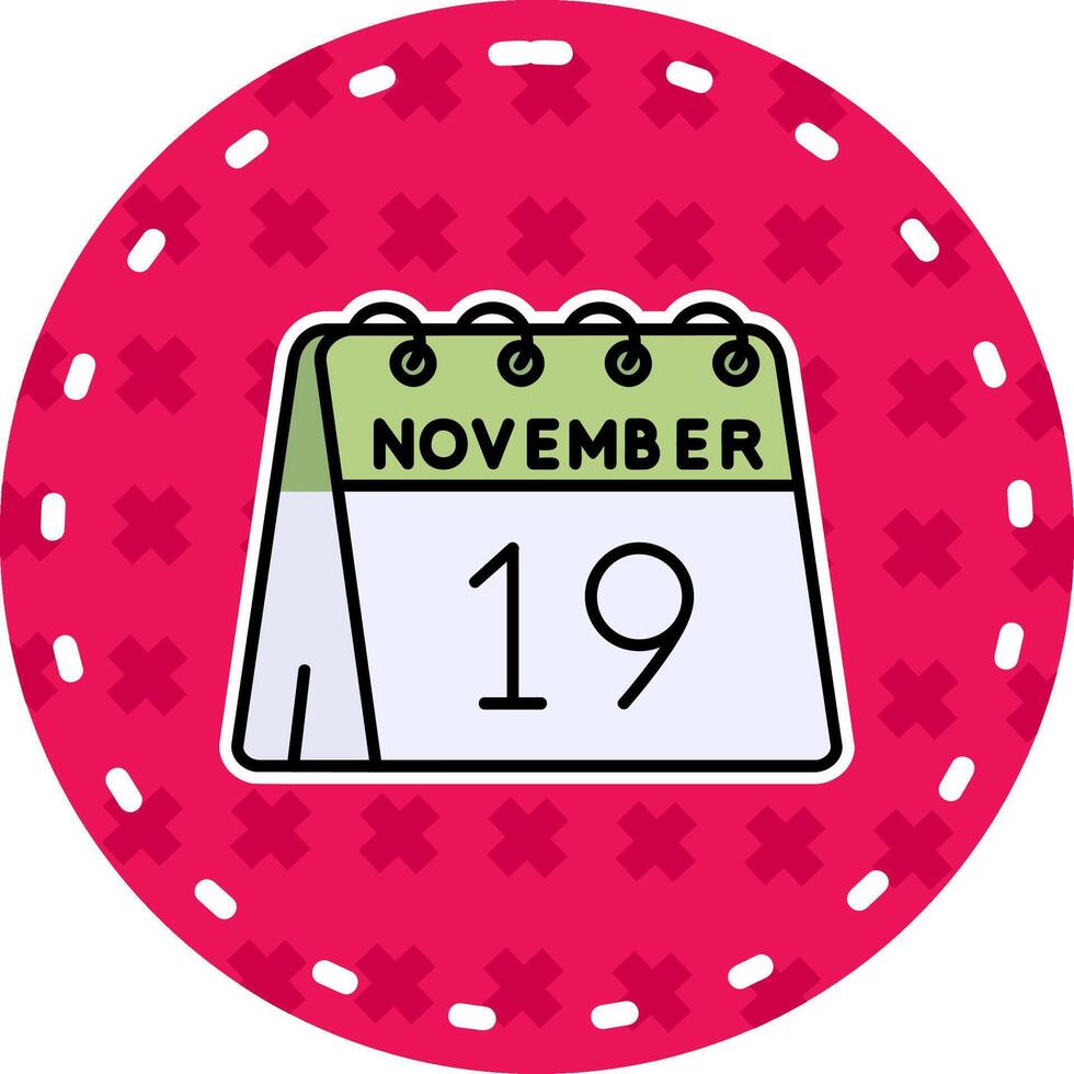 19th of November Line Filled Sticker Icon vector