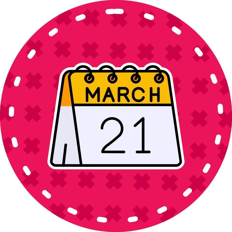 21st of March Line Filled Sticker Icon vector