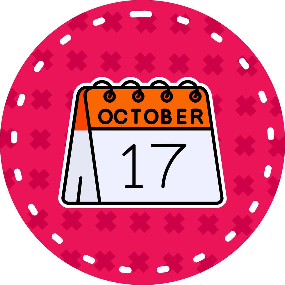 17th of October Line Filled Sticker Icon vector