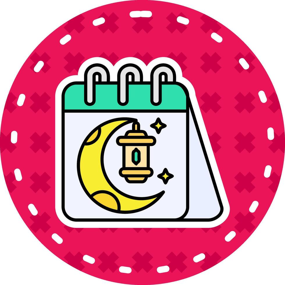 Calendar Line Filled Sticker Icon vector