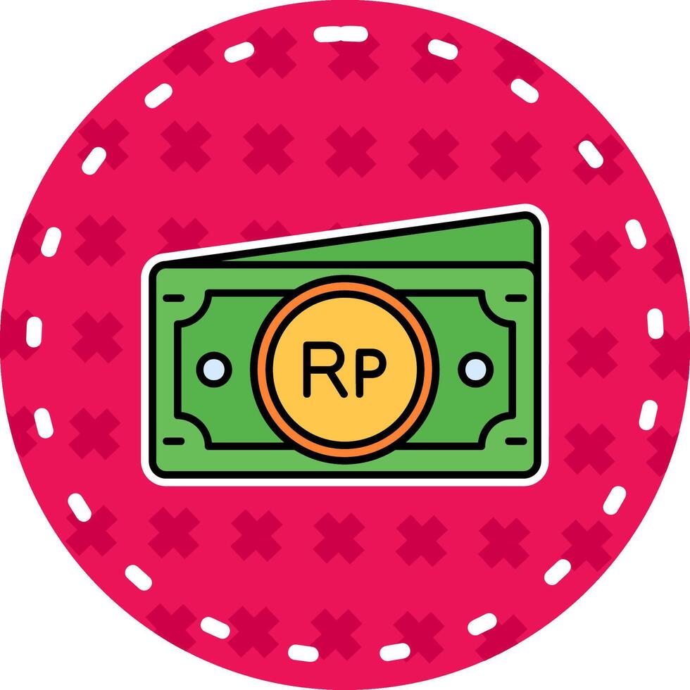 Indonesian rupiah Line Filled Sticker Icon vector