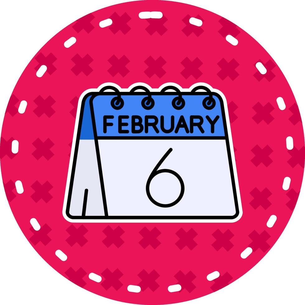 6th of February Line Filled Sticker Icon vector