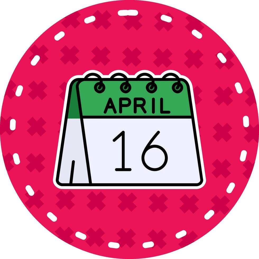 16th of April Line Filled Sticker Icon vector