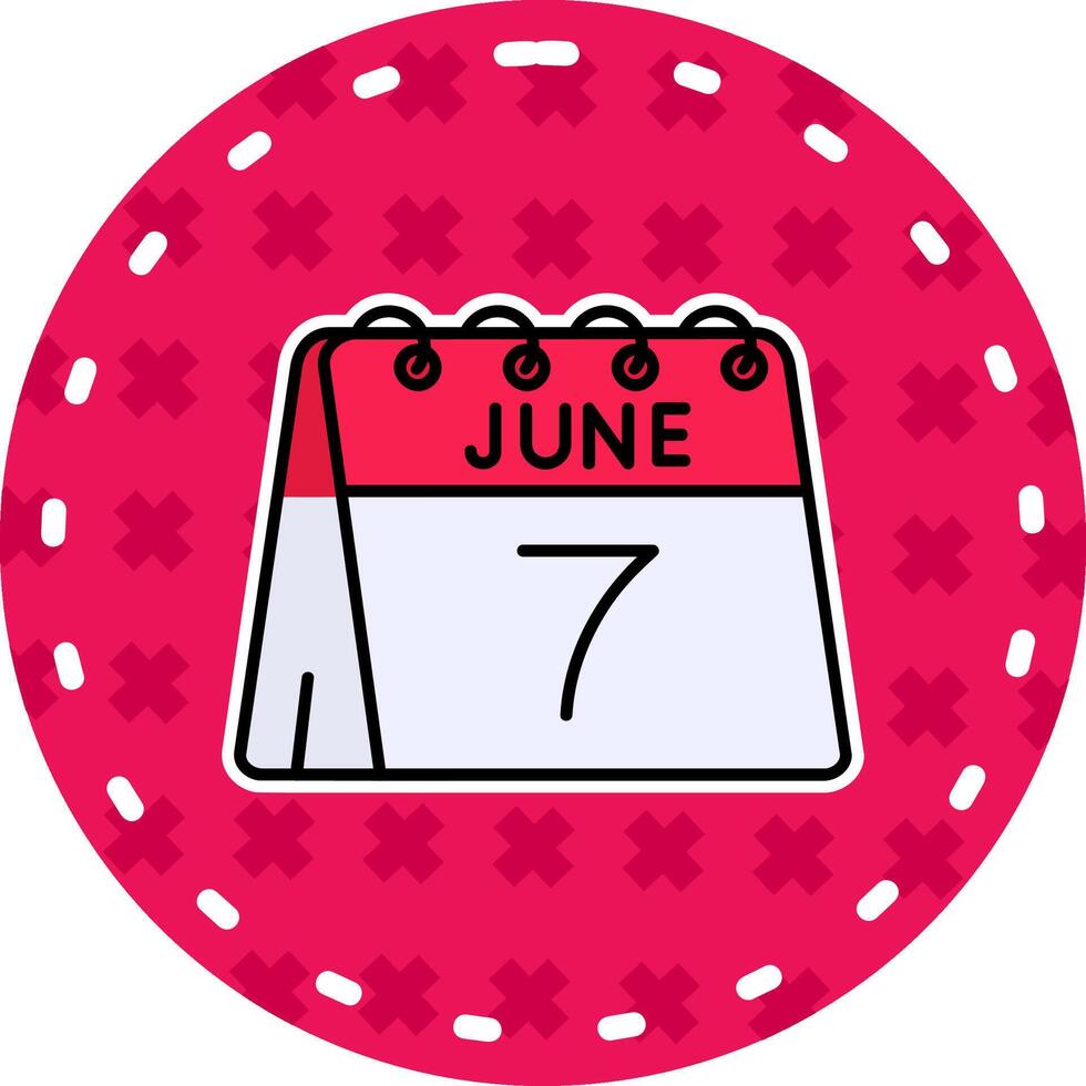 7th of June Line Filled Sticker Icon vector