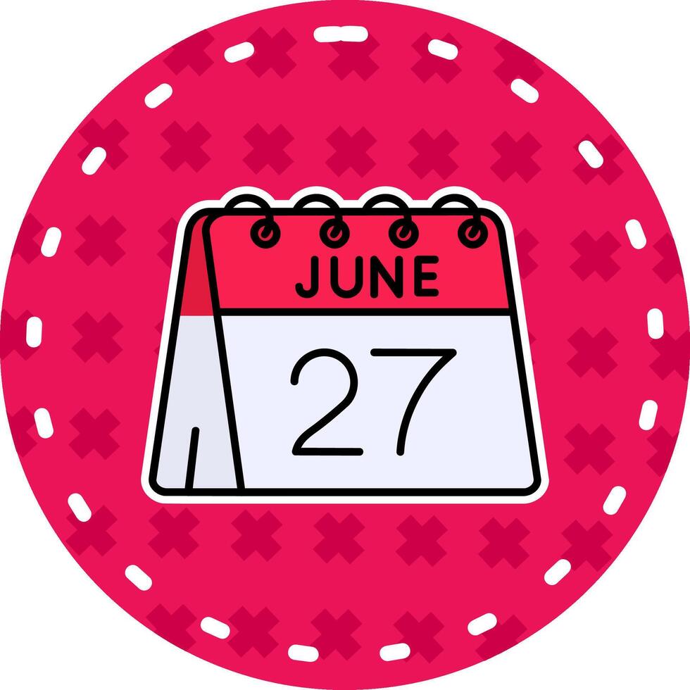 27th of June Line Filled Sticker Icon vector