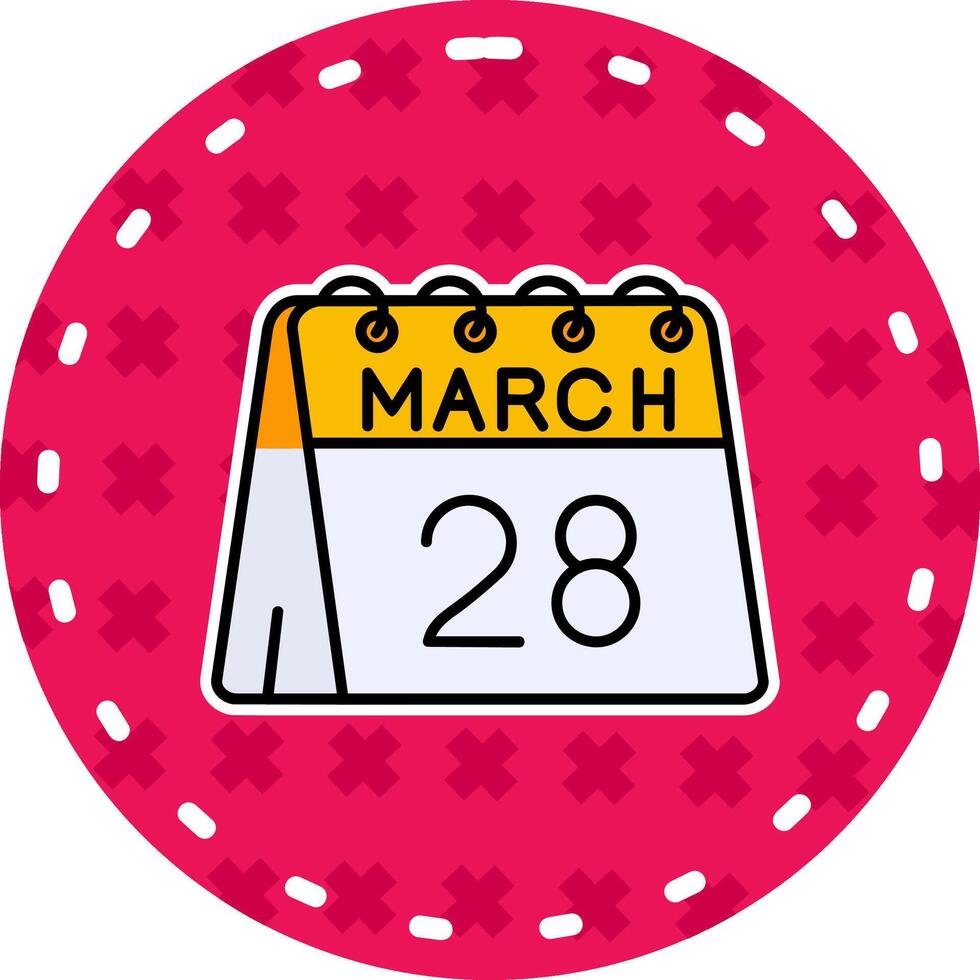 28th of March Line Filled Sticker Icon vector