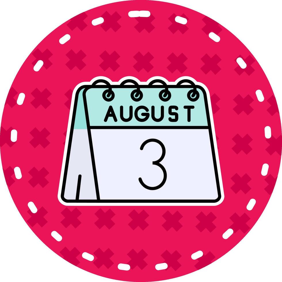 3rd of August Line Filled Sticker Icon vector