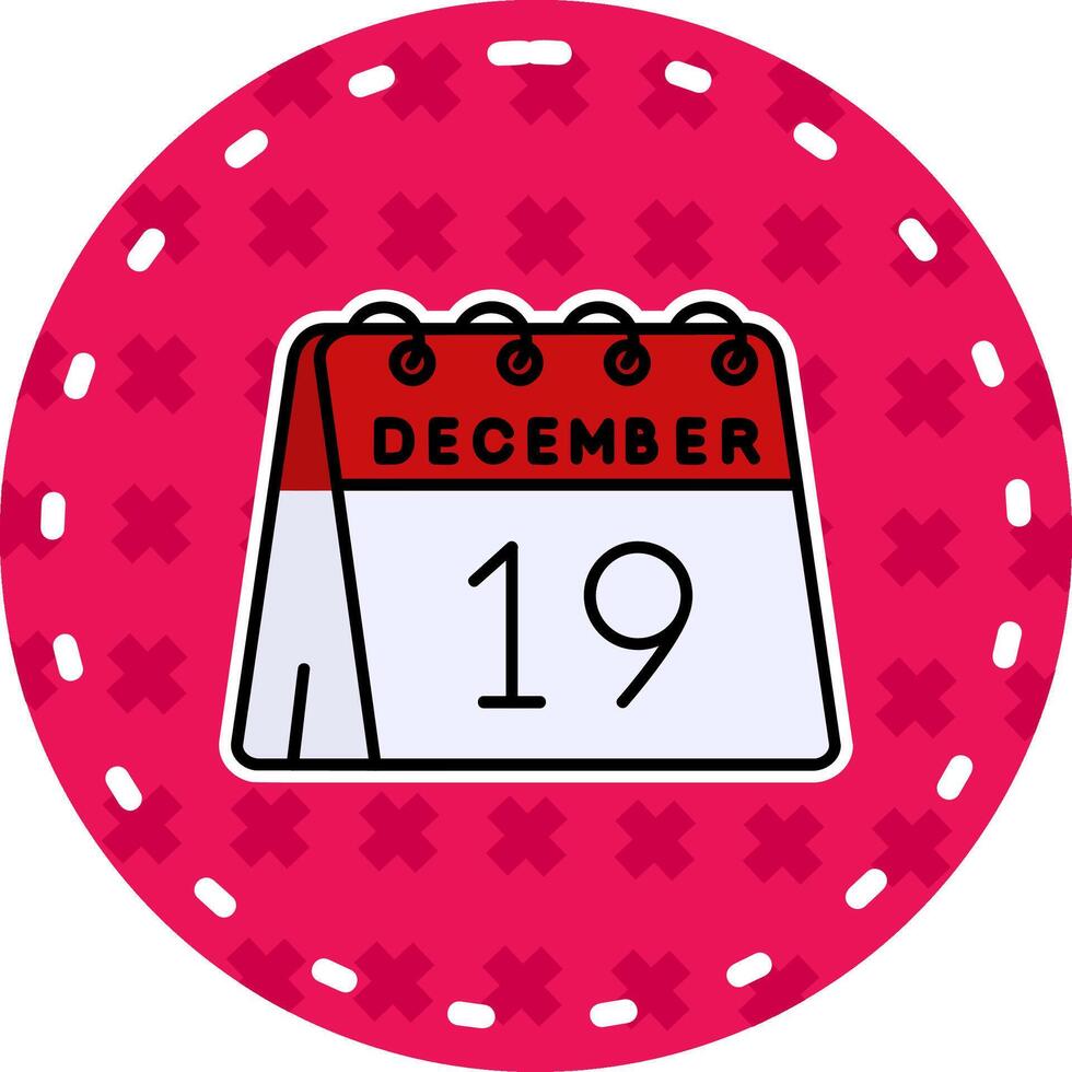 19th of December Line Filled Sticker Icon vector